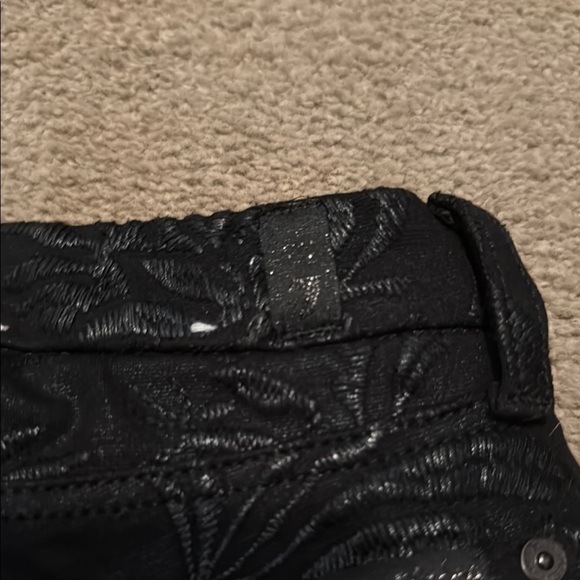 7 For All Mankind Black Floral Skinny Jeans - Picture 6 of 7